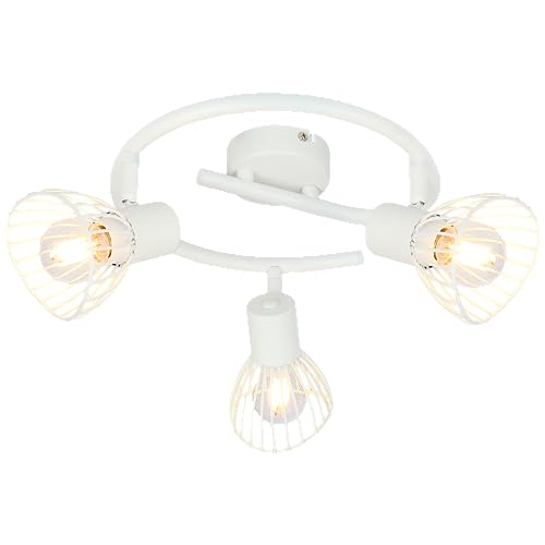 Lightbox 3 flammige Spotspirale - skandinavischer Decken Strahler mit schwenkbaren Köpfen - 17 cm Höhe - Ø 42 cm - E14 Fassung - max. 40 W - aus Metall - in Weiß von Lightbox