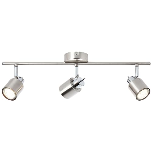 Lightbox 3 flammiges Spotrohr - Basic Decken Strahler mit schwenkbaren Köpfen - 15 x 50 x 8 cm - GU10 Fassung - max. 10 W - aus Metall - in Nickel/Chrom von Lightbox
