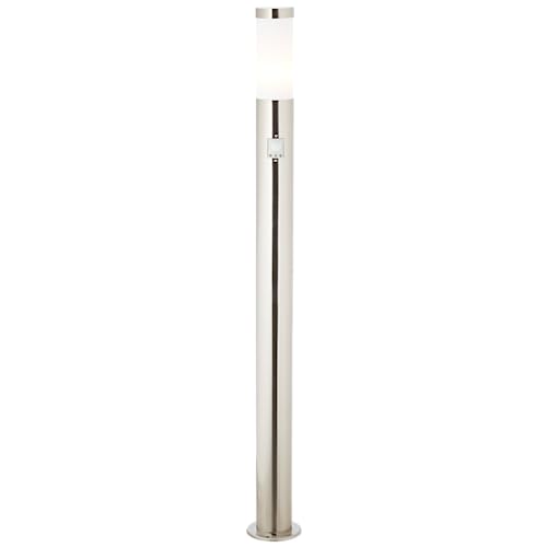 Lightbox Außen Pollerlampe mit Bewegungsmelder - 80 cm Höhe - Ø 8 cm - Basic Outdoor Wegeleuchte - für den Garten - E27 Fassung - max. 40 W - aus rostfreiem Edelstahl & Kunststoff von Lightbox