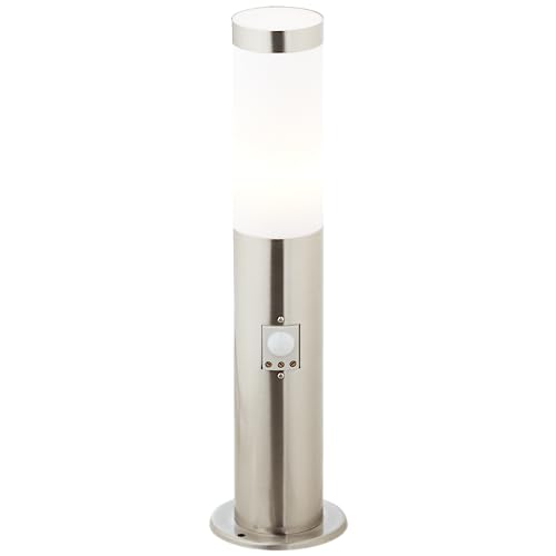 Lightbox Außen Pollerlampe mit Bewegungsmelder - 45 cm Höhe - Ø 12 cm - zeitlose Outdoor Sockelleuchte - als Wegebeleuchtung - E27 Fassung, max. 20 W - aus Kunststoff & rostfreiem Metall von Lightbox