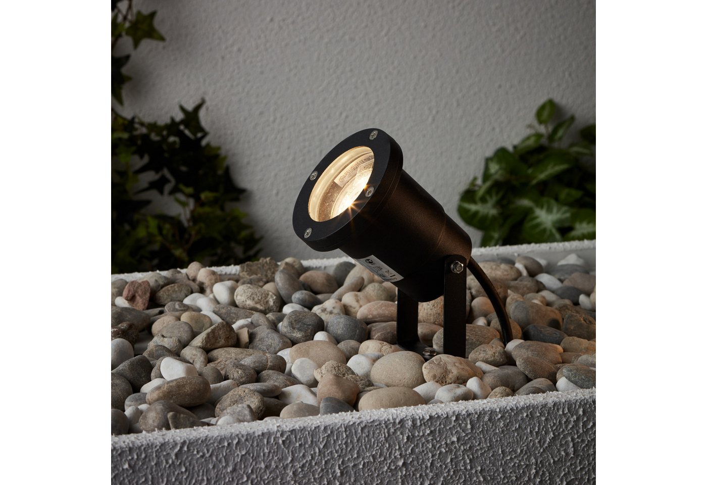 Lightbox Außen-Stehlampe, LED wechselbar, warmweiß, LED Gartenspieß mit warmweißem Licht - Spritzwassergeschützt 16cm Hoch von Lightbox