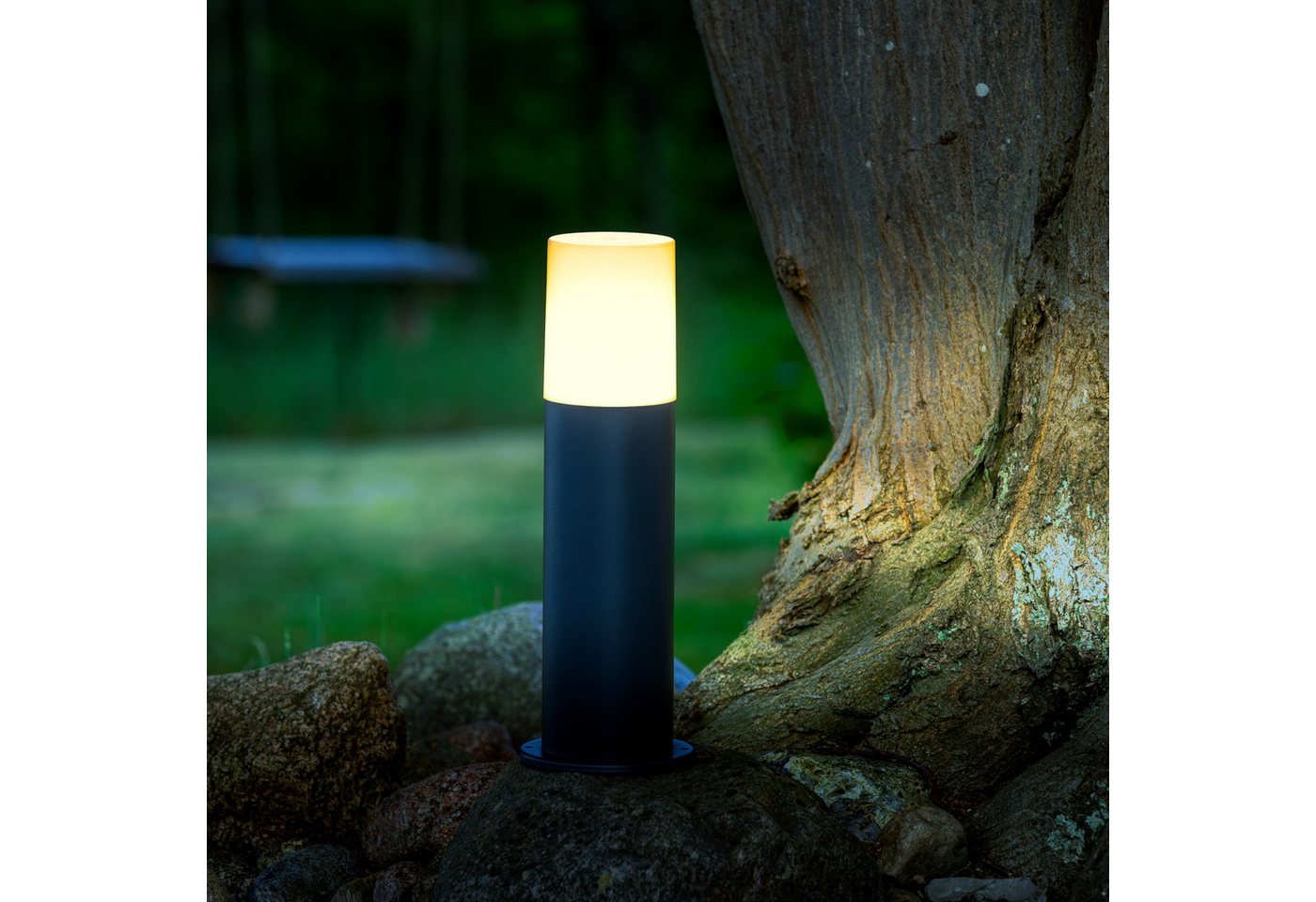 Lightbox Außen-Stehlampe, ohne Leuchtmittel, Außen Sockellampe, 35 cm Höhe, Ø 12 cm, E27, max. 28 W, IP44 von Lightbox