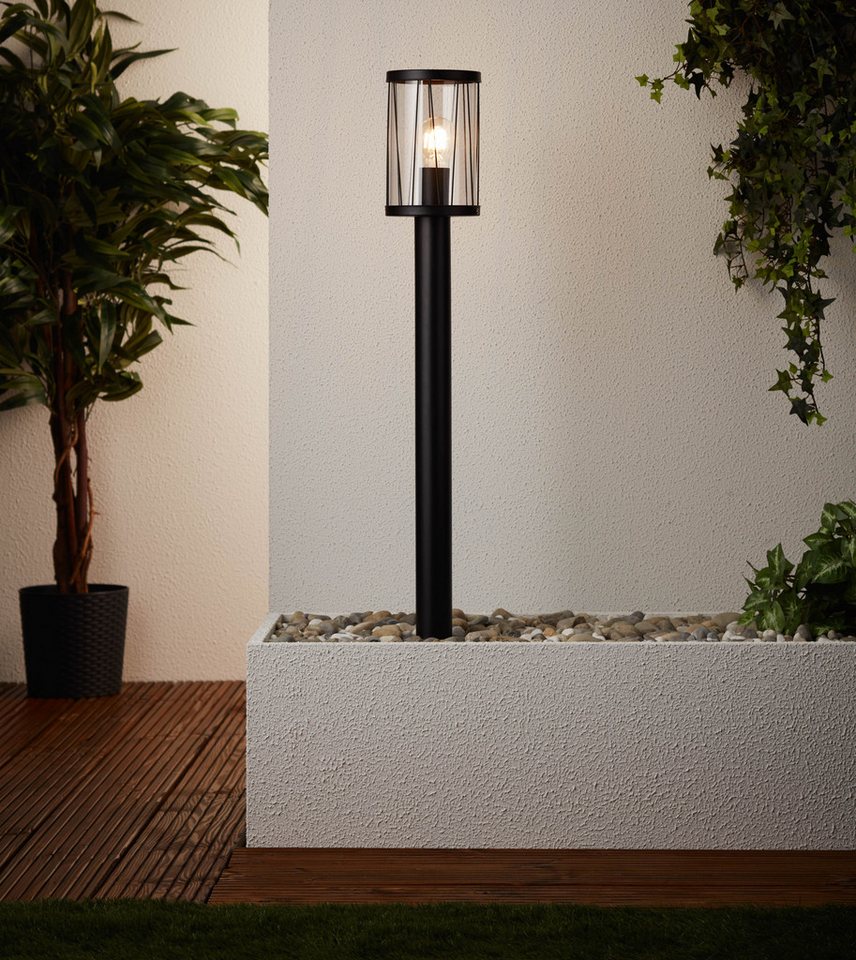 Lightbox Außen-Stehlampe, ohne Leuchtmittel, Pollerlampe, 81cm Höhe, Ø 13cm, E27, max. 40W, IP44, Metall/Kunststoff von Lightbox