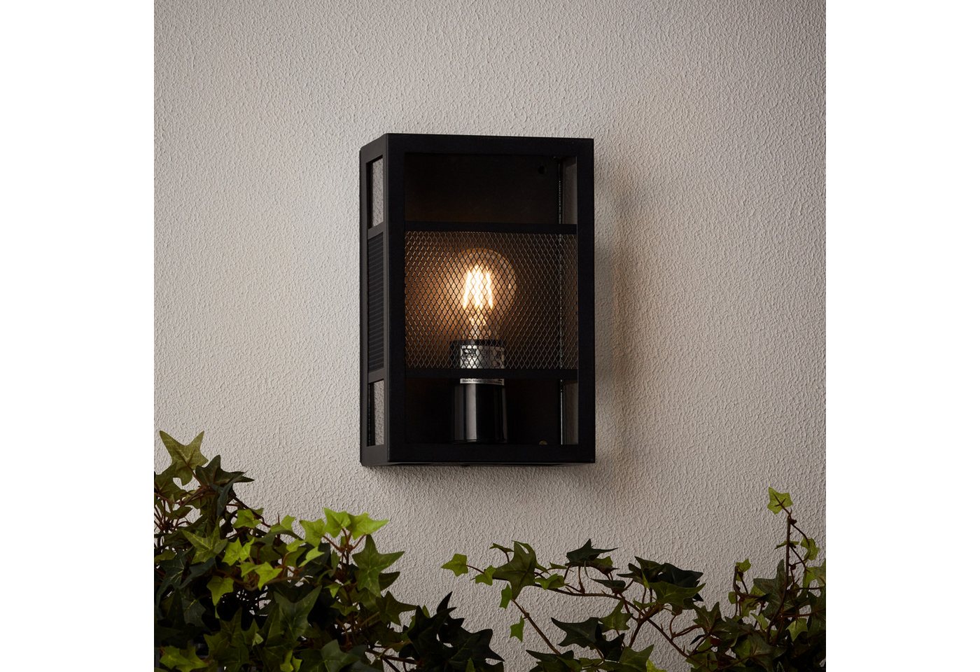 Lightbox Außen-Wandleuchte, ohne Leuchtmittel, Haustürleuchte, 26 x 17 x 10 cm, E27, IP44, Metall/Kunststoff, schwarz von Lightbox