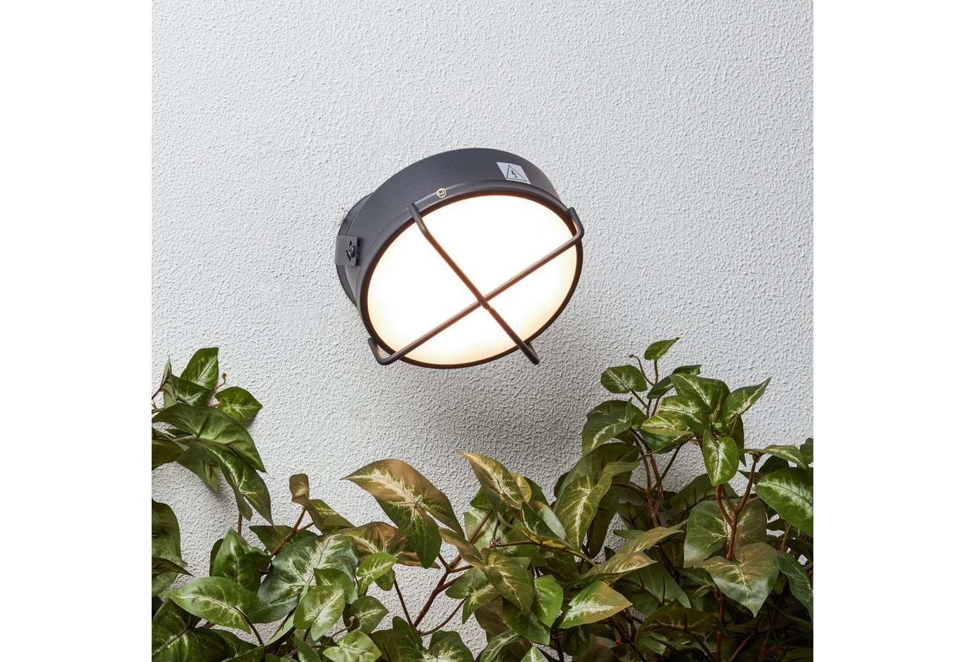 Lightbox Außen-Wandleuchte, LED fest integriert, warmweiß, LED Wandlampe mit warmweißem Licht - Spritzwassergeschützte Außenlampe von Lightbox
