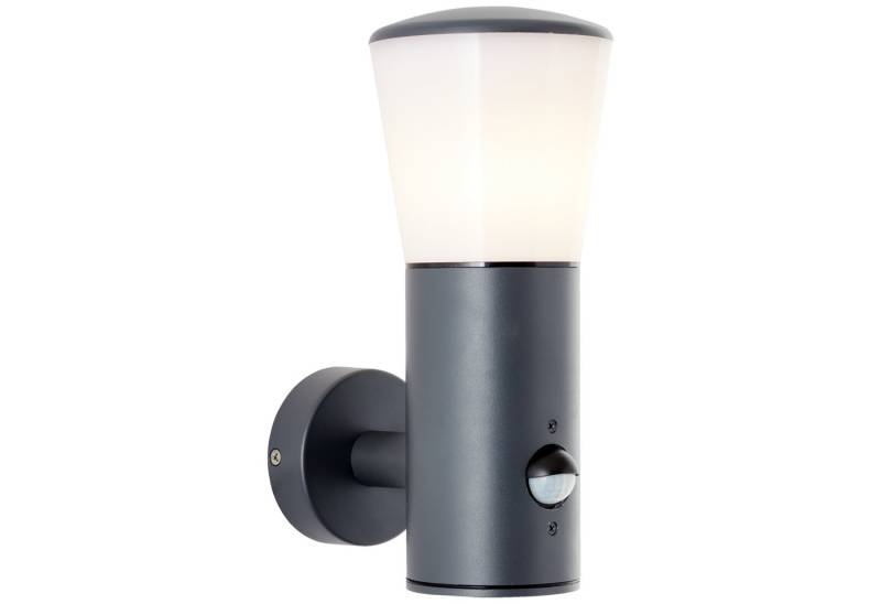 Lightbox Wandleuchte, Bewegungsmelder, ohne Leuchtmittel, Außenleuchte Wandlampe mit Bewegungsmelder in anthrazit E27 IP44 von Lightbox