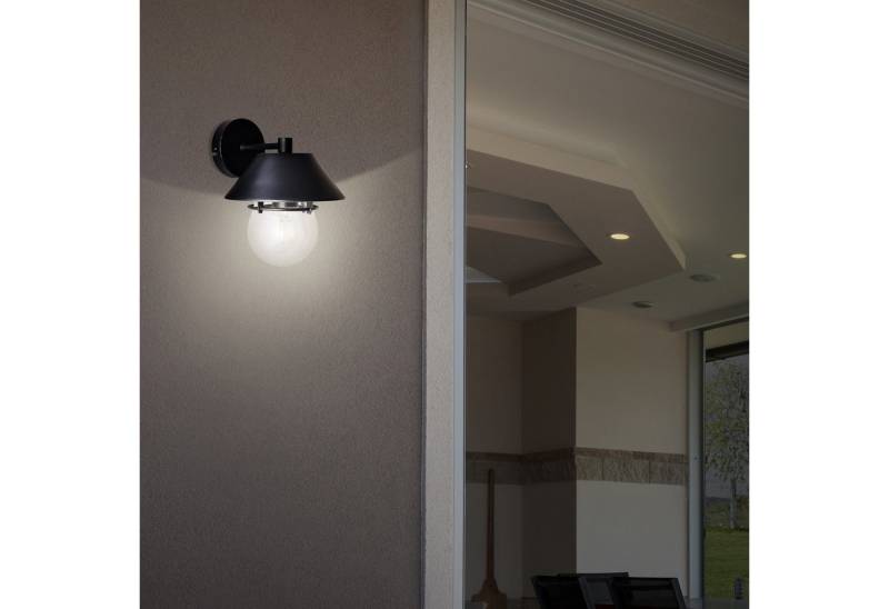 Lightbox Außen-Wandleuchte, ohne Leuchtmittel, hängende Outdoor Wandlampe - spritzwassergeschützt 26 cm - Metall/Glas von Lightbox