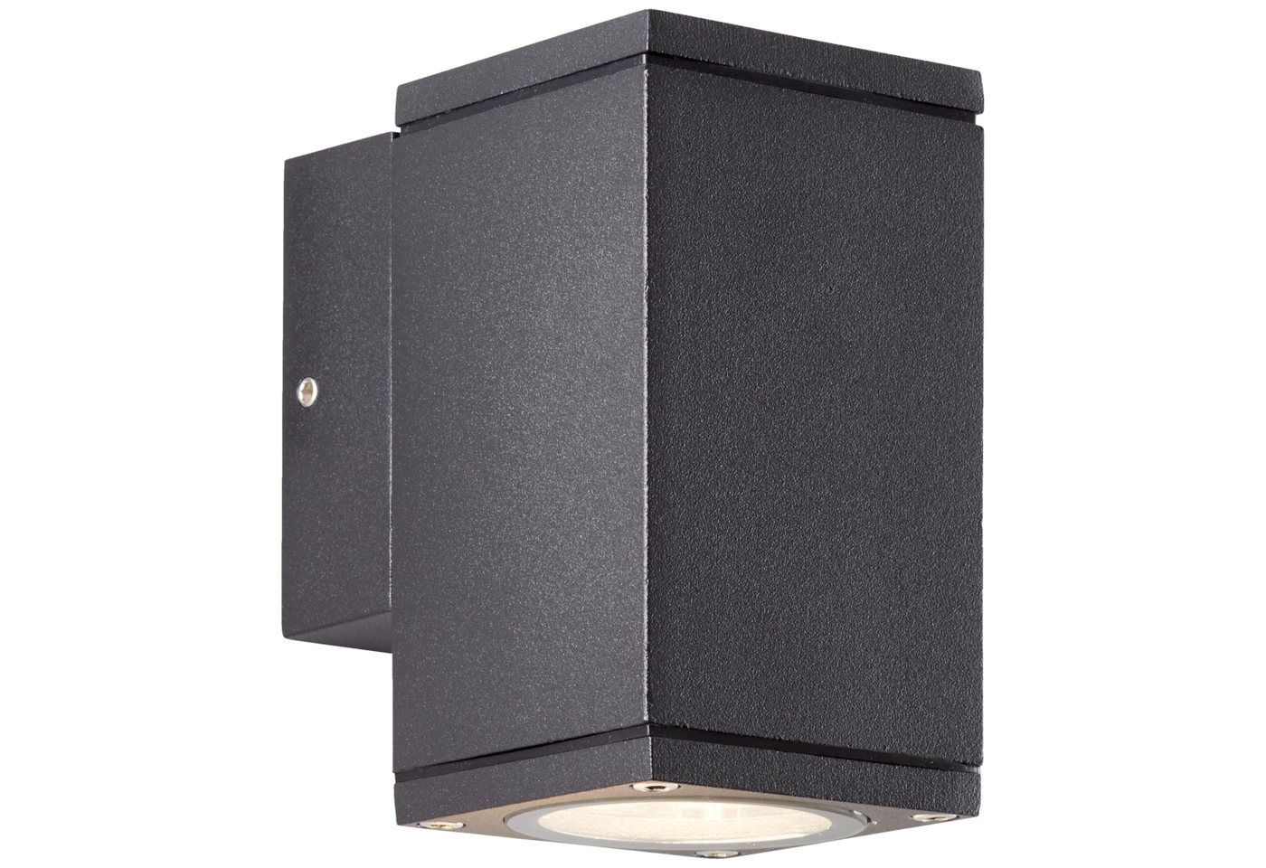 Lightbox Außen-Wandleuchte, ohne Leuchtmittel, Außen Wandlampe, 11 x 6 x 9 cm, GU10, max. 10 W, IP44, Metall/Glas von Lightbox