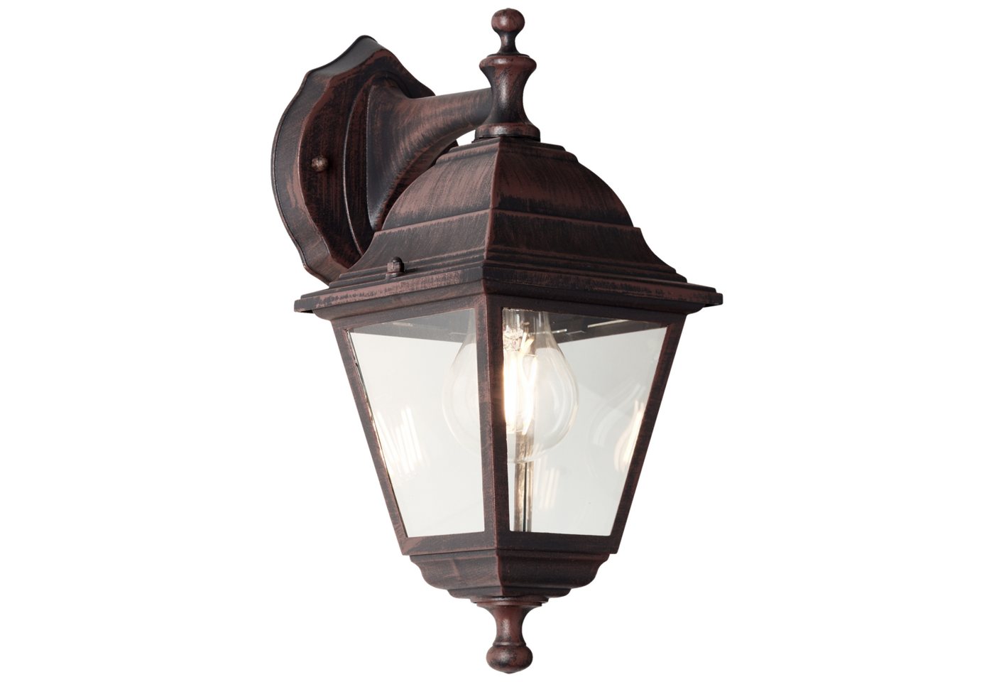 Lightbox Außen-Wandleuchte, ohne Leuchtmittel, Außen Wandlampe, 31 x 14 x 19 cm, E27, max. 60 W, IP44, Metall/Glas von Lightbox