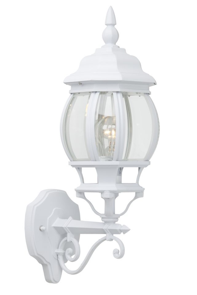 Lightbox Außen-Wandleuchte, ohne Leuchtmittel, Außen Wandlampe, stehend, 50cm Höhe, Ø 16cm, E27, max. 60W, IP23, weiß von Lightbox