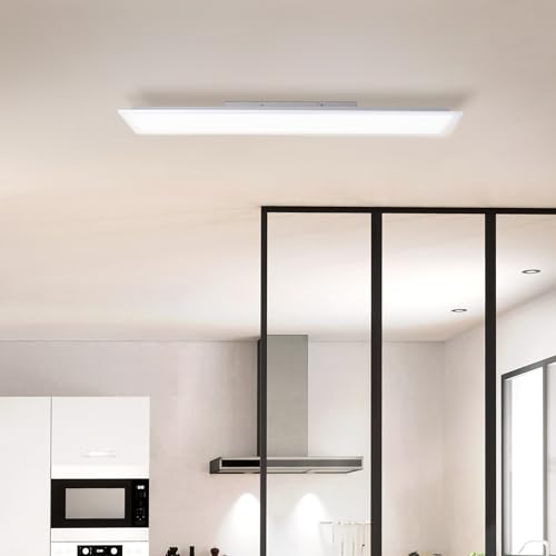 Lightbox Basic LED Aufbaupaneel | 100 x 25 cm | zeitloses Wand- & Deckenpanel mit weißem Rahmen & neutralweißer Lichtfarbe (4000 K) | 2700 lm | für jeden Raum | aus Aluminium/Kunststoff von Lightbox