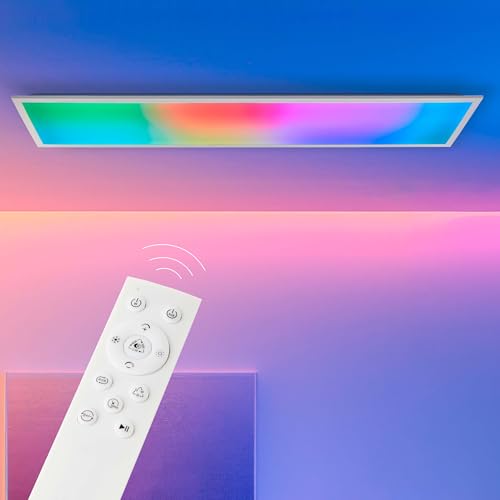Lightbox Basic LED Aufbaupaneel | 120 x 30 cm | dimmbar per Fernbedienung | Wand- & Deckenpanel mit digitales LED Frontlight-IC RGB & CCT (3000-6500 K) | 3700 lm | aus Aluminium/Kunststoff | in Weiß von Lightbox