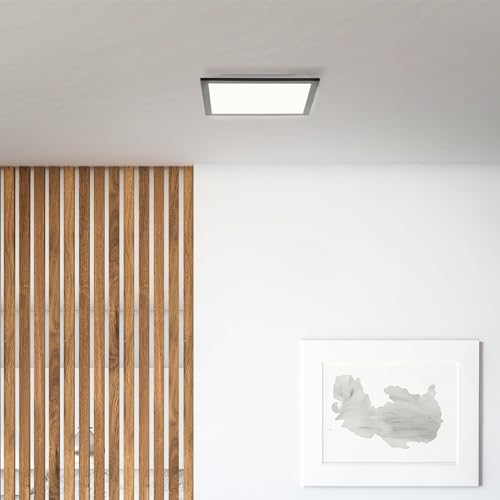 Lightbox Basic LED Aufbaupaneel | 30 x 30 cm | zeitloses Wand- & Deckenpanel mit schwarzem Rahmen & neutralweißer Lichtfarbe (4000 K) | 1900 lm | für jeden Raum| aus Aluminium/Kunststoff von Lightbox