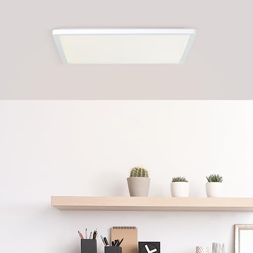 Lightbox Basic LED Aufbaupaneel | 42 x 42 cm | Wand- und Decken-Panel mit weißem Rahmen & neutralweißer Lichtfarbe (4000 K) | 24 W | 3200 lm | flächiges Licht | aus Kunststoff von Lightbox