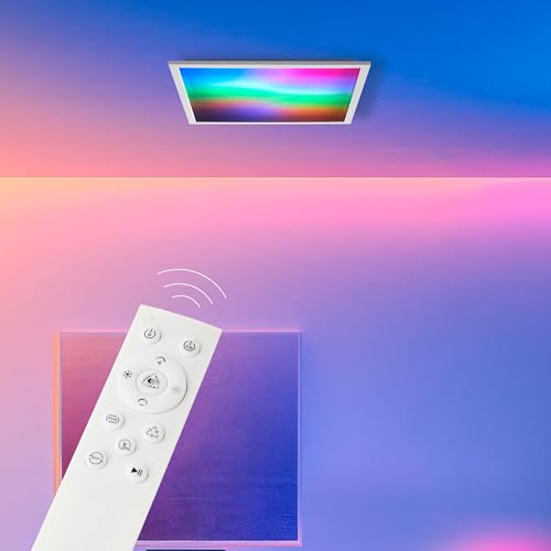 Lightbox Basic LED Aufbaupaneel | 45 x 45 cm | dimmbar per Fernbedienung | Wand- & Deckenpanel mit digitales LED Frontlight-RGB & CCT (3000-6500 K) | 2500 lm | aus Aluminium/Kunststoff | in Weiß von Lightbox