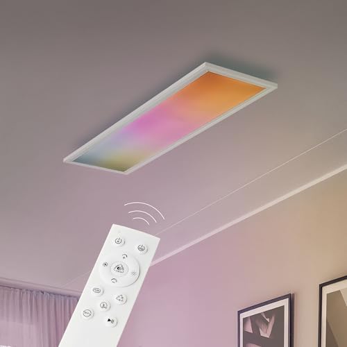 Lightbox Basic LED Aufbaupaneel | 80 x 20 cm | dimmbar per Fernbedienung | Wand- & Deckenpanel mit digitales LED Frontlight-RGB & CCT (3000-6500 K) | 2100 lm | aus Aluminium/Kunststoff | in Weiß von Lightbox