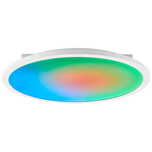 Lightbox Basic LED Aufbaupaneel | Ø 42 cm | dimmbar per Fernbedienung | Wand- & Deckenpanel mit digitales LED Frontlight-IC RGB & CCT (3000-6500 K) | 1900 lm | aus Aluminium/Kunststoff | in Weiß von Lightbox