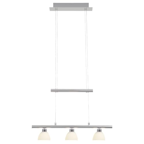 Lightbox Basic LED Hängelampe | 90 x 58 cm | höhenverstellbare Pendelleuchte mit Glas Schirmen & 3 Stufen Touchdimmer | inkl. LEDs | 16 W, 1800 lm, 3000 K | aus Metall/Glas | in Chrom/Weiß von Lightbox