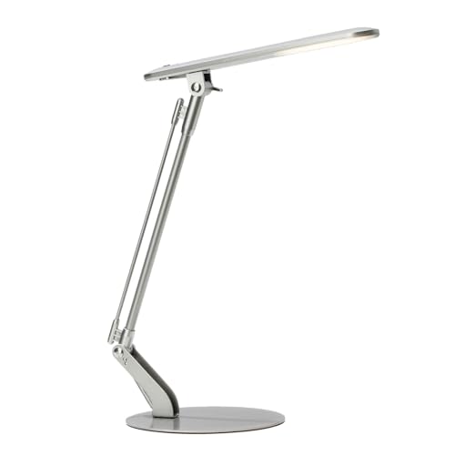 Lightbox Basic LED Schreibtischlampe - 46 x 60 cm, Ø 20 cm - funktionale Tischleuchte mit Schalter & schwenkbaren Kopf & Gelenke - 4,4 W, 500 lm, 4000 K - aus Metall - in Titan von Lightbox