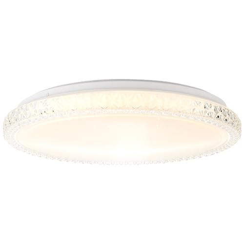 Lightbox Basic LED Wand- und Deckenlampe - 8 cm Höhe, Ø 40 cm - Deckenleuchte mit Sternenglanz/Sternenhimmel Optik - für Schlafzimmer - 24 W, 2500 lm, 3000 K - aus Kunststoff/Metall - in Weiß von Lightbox