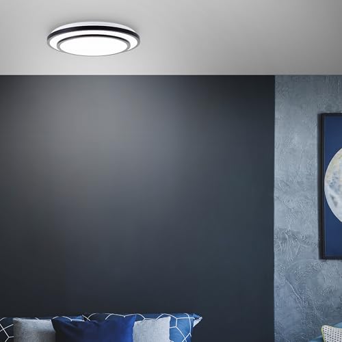 Lightbox Basic LED Wand- & Deckenlampe | Ø 50 cm | 5500 lm | Deckenleuchte mit schwarzen Rahmen & CCT (3000-6500 K) | dimmbar per Fernbedienung | 36 W | aus Metall/Kunststoff | in Schwarz/Weiß von Lightbox
