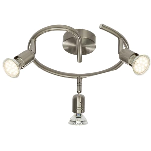 Lightbox Basic Spotspirale in Eisen - 10 cm Höhe, Ø 24 cm - funktionale Deckenstrahler mit schwenkbaren Köpfen - für Wohnzimmer - inkl. LEDs - 3 x GU10, max.W- aus Metall von Lightbox