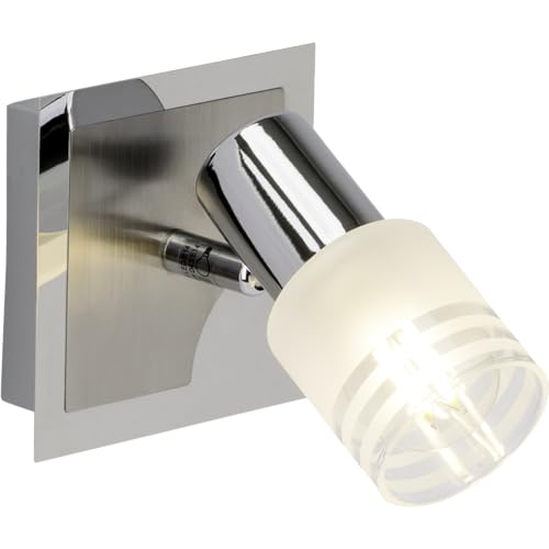 Lightbox Basic Wandspot - 15 x 11 x 15 cm - funktionale Wandstrahler mit matten Glas Schirm & schwenkbarem Kopf - inkl. LEDs - E14, max.W- aus Metall/Glas - in Eisen/Chrom/Weiß von Lightbox