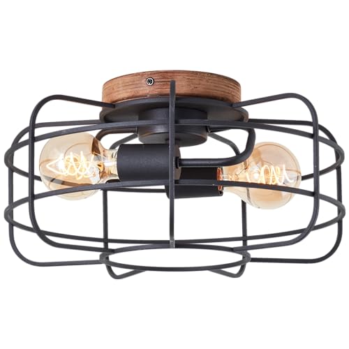 Lightbox Deckenlampe mit Gitter Schirm & Basis aus Holz - rustikale Deckenleuchte für das Wohnzimmer - Ø 40 cm - 2 x E27, max. 40 W - aus Metall/Holz - in Braun/Korund Schwarz Lightbox Deckenlampe mit Gitter Schirm & Basis aus Holz - rustikale Deckenleuchte für das Wohnzimmer - Ø 40 cm - 2 x E27, max. 40 W - aus Metall/Holz - in Braun/Korund Schwarz von Lightbox