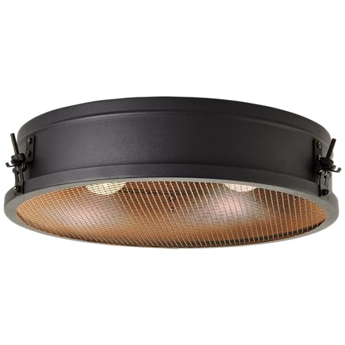 Lightbox Deckenlampe mit Ø 42 cm - Vintage Deckenleuchte - 2 x E27 Fassung - max. 28 W - aus Metall in Schwarz Korund von Lightbox