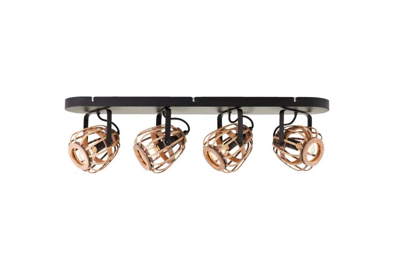 Lightbox Deckenstrahler, ohne Leuchtmittel, Deckenlampe Leuchte 4-flammiger Spotbalken in schwarz natur Rattan von Lightbox