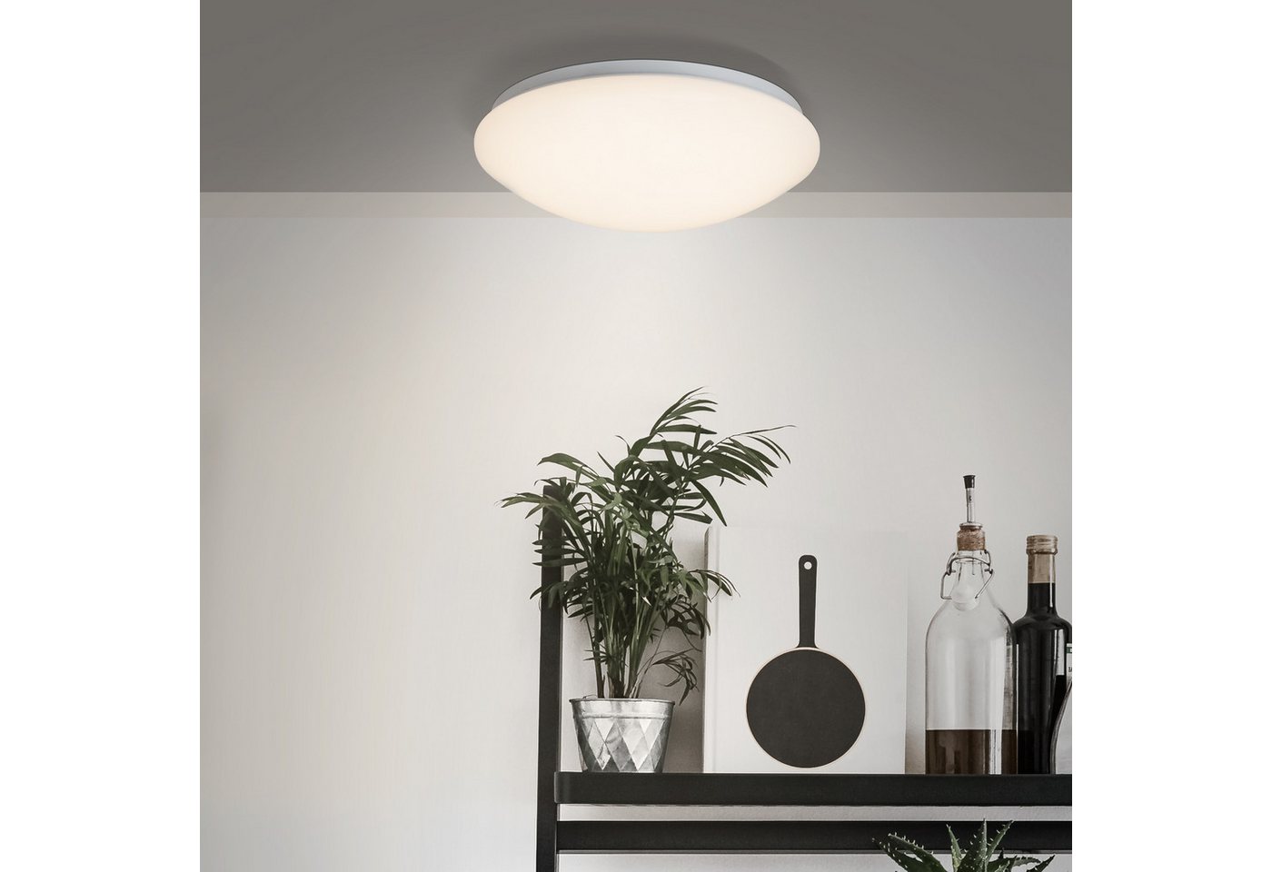 Lightbox Deckenleuchte, Bewegungsmelder, LED fest integriert, warmweiß, LED Deckenlampe - Durchmesser 32cm - Wandleuchte mit warmweißem Licht von Lightbox