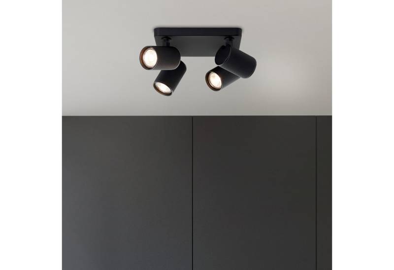 Lightbox Deckenleuchte, LED wechselbar, warmweiß, Spotplatte schwenkbar, 22 x 22 cm, GU10, 345lm, schwarz von Lightbox