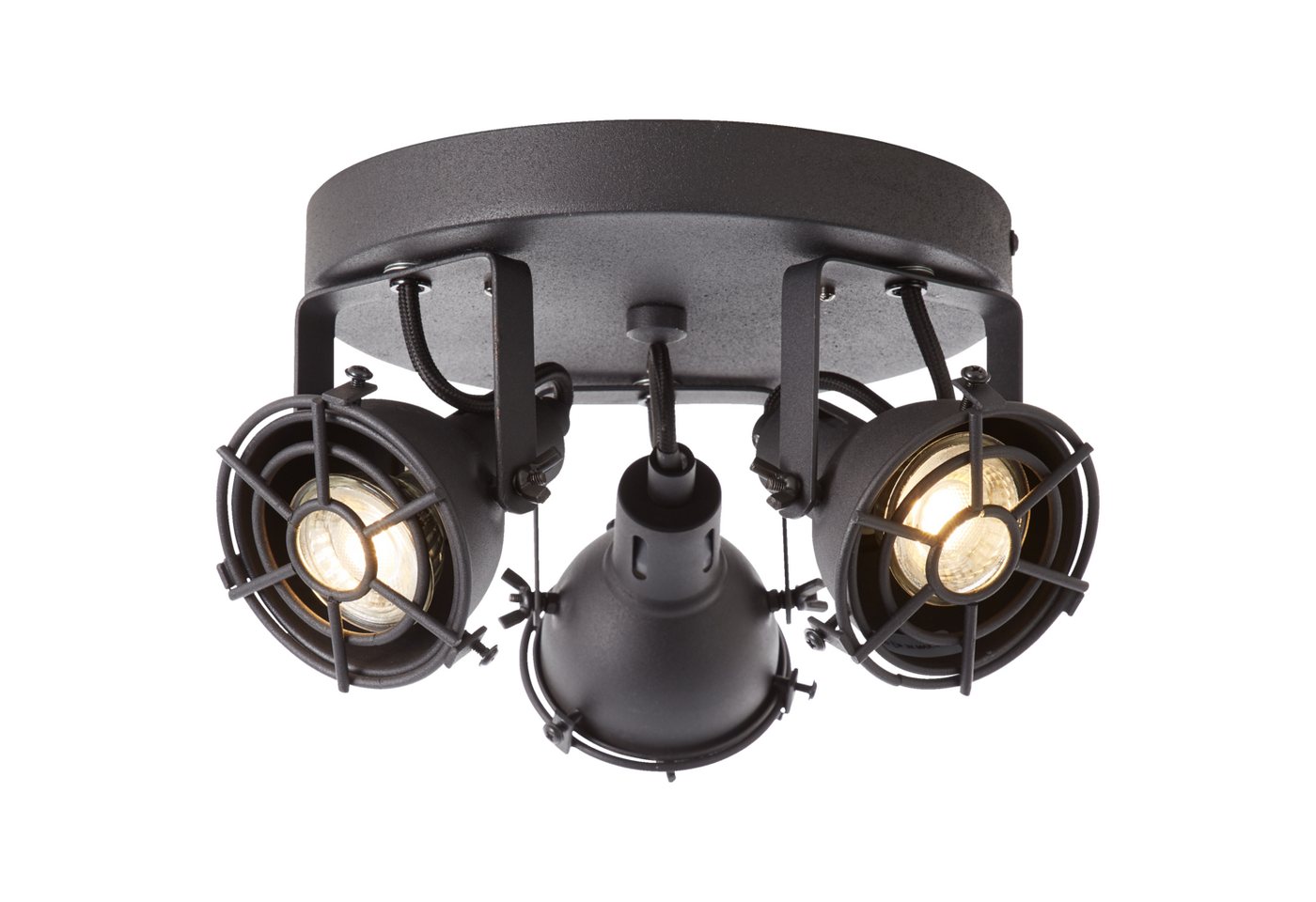 Lightbox Deckenleuchte, LED wechselbar, warmweiß, Spotrondell, schwenkbar, 15 cm, Ø 24 cm, 3 x GU10, 345 lm, inkl. LEDs von Lightbox