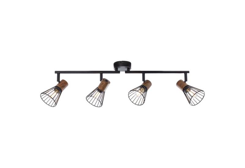 Lightbox Deckenstrahler, ohne Leuchtmittel, Deckenstrahler, 4-flammig, drehbar, 4x E14 max. 18 Watt, Metall/Holz von Lightbox