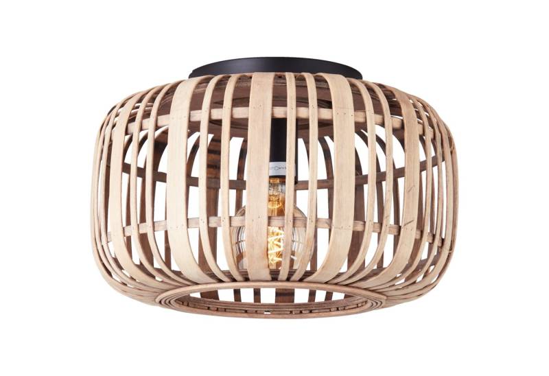 Lightbox Deckenleuchte, ohne Leuchtmittel, hellbraune Nature Deckenlampe - dimmbar Bambus-Schirm Metall max. 60 W von Lightbox