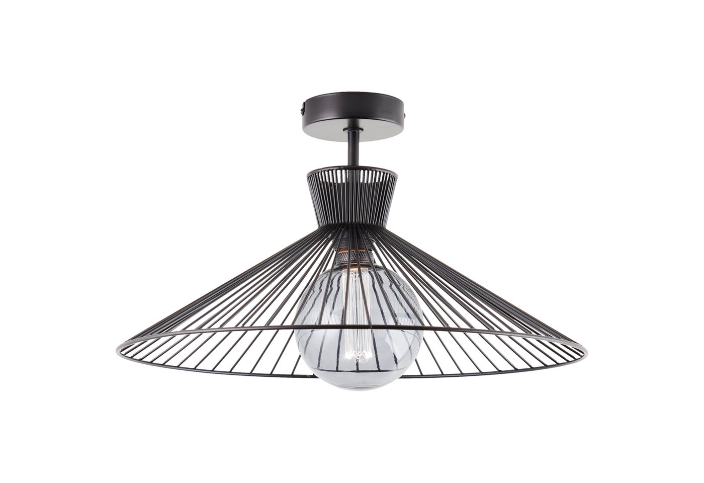 Lightbox Deckenleuchte, ohne Leuchtmittel, kegelförmige Deckenlampe - Deckenleuchte mit dekorativem Draht-Schirm von Lightbox