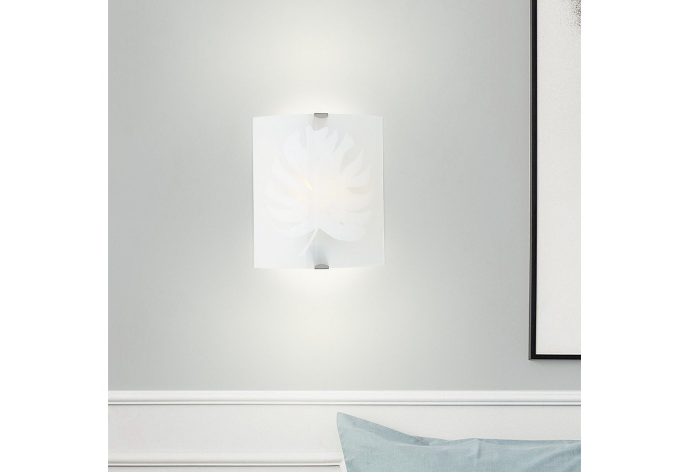 Lightbox Wandleuchte, ohne Leuchtmittel, Wandlampe, 26 cm Höhe, 23 cm Länge, E27, max. 40 W, Glas/Metall, weiß von Lightbox