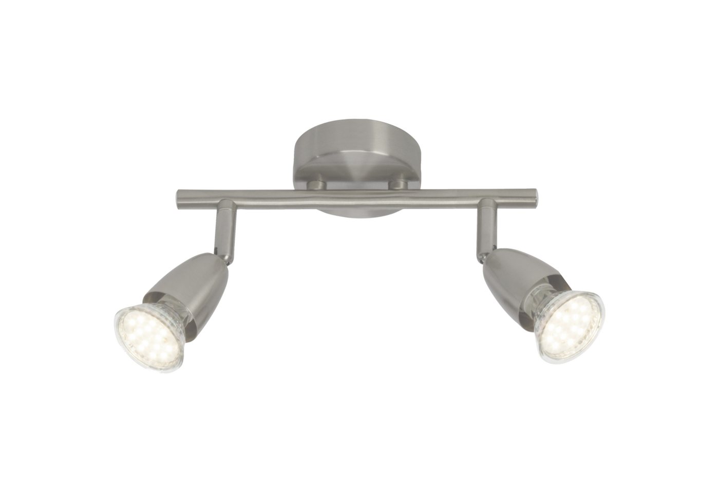 Lightbox Deckenstrahler, LED wechselbar, Warmweiß, LED Spotrohr, 25,5 cm Breite, 2 x GU10, 50 W, Köpfe schwenkbar, Metall von Lightbox