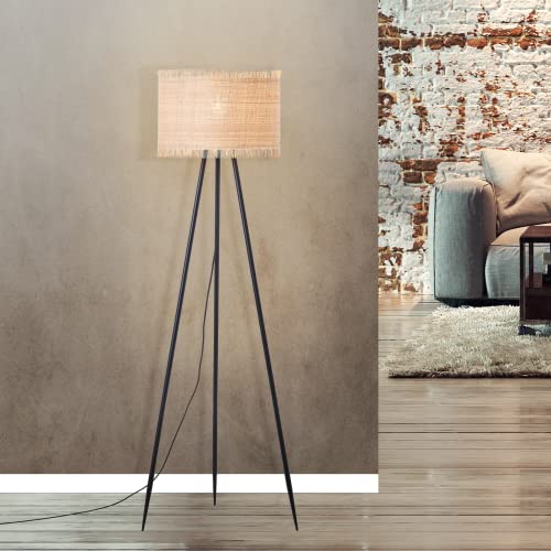Lightbox Dreibein Stehlampe - Nature Standleuchte mit Seegras-Schirm im Boho-Look - 135 cm Höhe & 52 cm Durchmesser - E27 Fassung - max. 60 W - für Wohnzimmer - aus Metall/Seegras in Natur/Schwarz Lightbox Dreibein Stehlampe - Nature Standleuchte mit Seegras-Schirm im Boho-Look - 135 cm Höhe & 52 cm Durchmesser - E27 Fassung - max. 60 W - für Wohnzimmer - aus Metall/Seegras in Natur/Schwarz von Lightbox