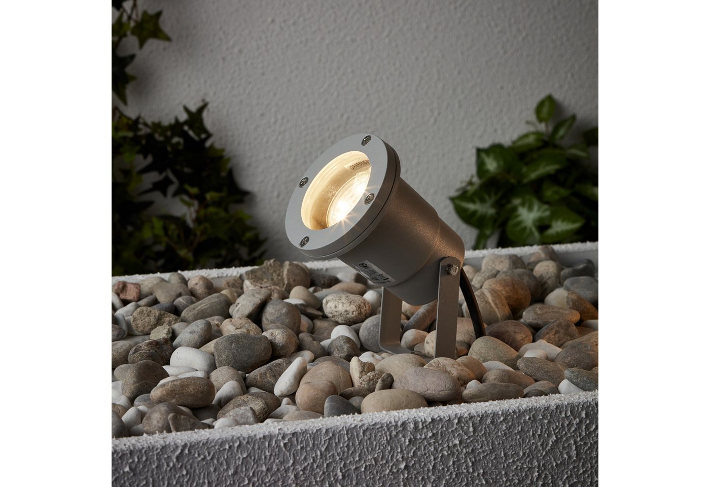 Lightbox Außen-Stehlampe, LED wechselbar, warmweiß, spritzwassergeschützte Gartenleuchte - mit warmweißem Licht 16cm Hoch von Lightbox