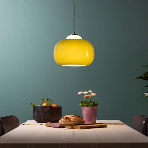Lightbox Hängelampe mit grünem Glas-Schirm | max. 1,29 m Höhe, Ø 30 cm | höhenverstellbare Vintage Pendelleuchte mit kürzbarem Kabel | E27 Fassung | Esszimmer | aus Glas/Metall von Lightbox