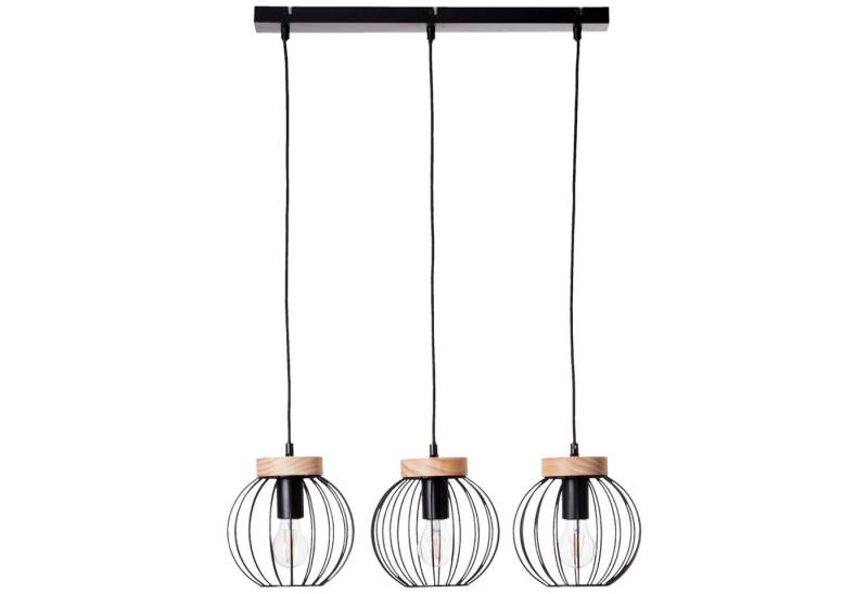 Lightbox Pendelleuchte, ohne Leuchtmittel, Hängelampe, 116 x 66 x 20 cm, 3 x E27, max. 40 W, kürzbar, Metall/Holz von Lightbox