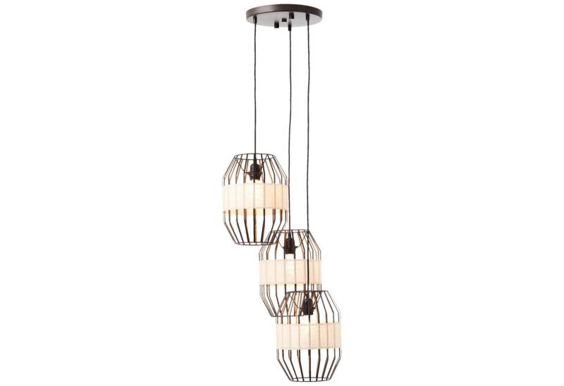 Lightbox Pendelleuchte, ohne Leuchtmittel, 3 flammige Hängelampe im Nature Style - Pendelleuchte höhenverstellbar von Lightbox