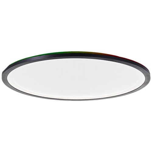 Lightbox LED Aufbaupaneel - Ø 50 cm - moderne Wand- und Decken Panel mit Glitzereffekt & Fernbedienung & CCT - 4200 lm, 36 W, 3000-6500 K - aus Kunststoff - in Schwarz/Weiß von Lightbox