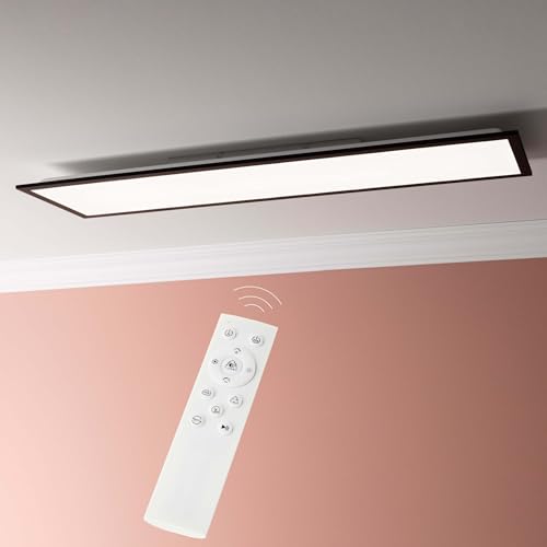 Lightbox LED Aufbaupaneel | 100 x 25 cm | dimmbares Wand- & Decken-Panel mit schwarzem Rahmen & Fernbedienung & CCT | warmweiße bis kaltweiße Lichtfarbe (3000-6500 K) | 3400 lm | aus Aluminium von Lightbox