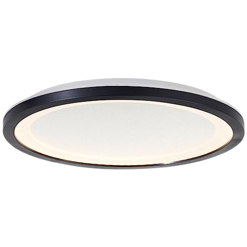 Lightbox LED Aufbaupaneel mit Glitzereffekt & warmweißer Lichtfarbe (3000 K) - Ø 25 cm - glamouröse Wand- & Deckenpanel - 16 W - 2300 lm - aus Kunststoff - in Schwarz/Weiß von Lightbox