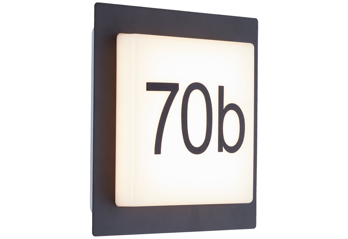 Lightbox LED Außen-Wandleuchte, Inkl. Hausnummer, LED fest integriert, warmweiß, LED Außenwandlampe, inkl. Hausnummer, 18 x 18 x5 cm, 9 W, 1100 lm von Lightbox