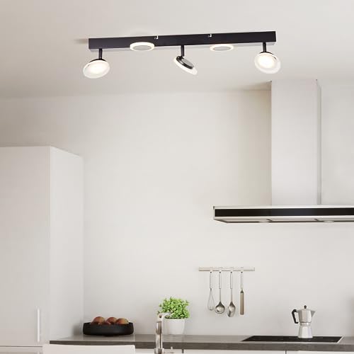 Lightbox LED Decken Strahler - 3 flammige Spotbalken im zeitlosen Design mit schwenkbaren Köpfen & 3 x Spots und 2 x Dekolichter - aus Metall/Kunststoff - in Schwarz - 70 cm Breite Lightbox LED Decken Strahler - 3 flammige Spotbalken im zeitlosen Design mit schwenkbaren Köpfen & 3 x Spots und 2 x Dekolichter - aus Metall/Kunststoff - in Schwarz - 70 cm Breite von Lightbox