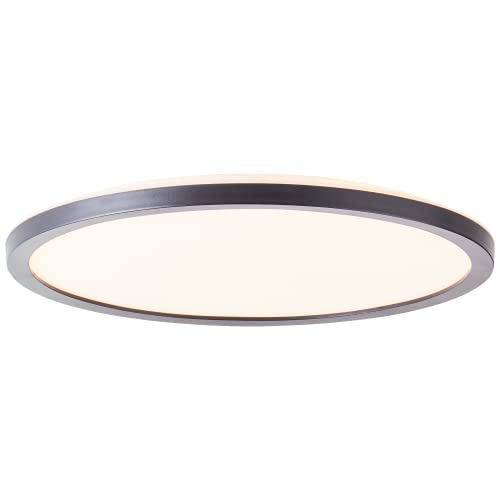 Lightbox LED Deckenaufbau-Paneel | Ø 29 cm | Wand- & Deckenpanel mit Memory Funktion & Nachtlicht & Timer | dimmbar per Fernbedienung | CCT | 2500 lm | 3000-6500 K | aus Kunststoff in Schwarz/Weiß von Lightbox