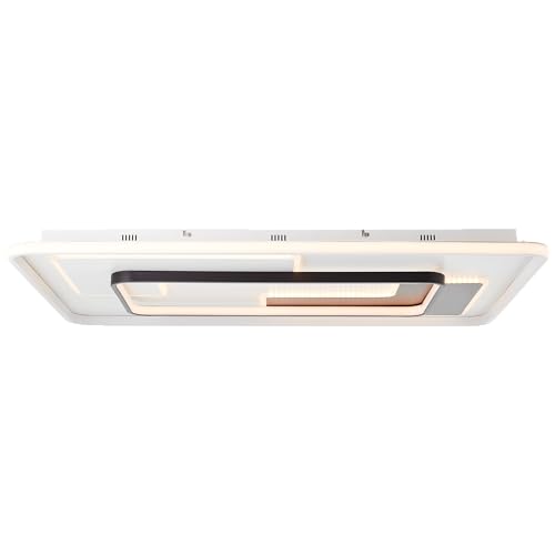 Lightbox LED Deckenlampe - 7 x 90 x 60 cm - moderne Deckenleuchte mit LED-Rahmen & CCT (3000-6800 K) & Memory Funktion - dimmbar per Fernbedienung - 7100 lm - aus Metall/Kunststoff - in Weiß/Schwarz von Lightbox
